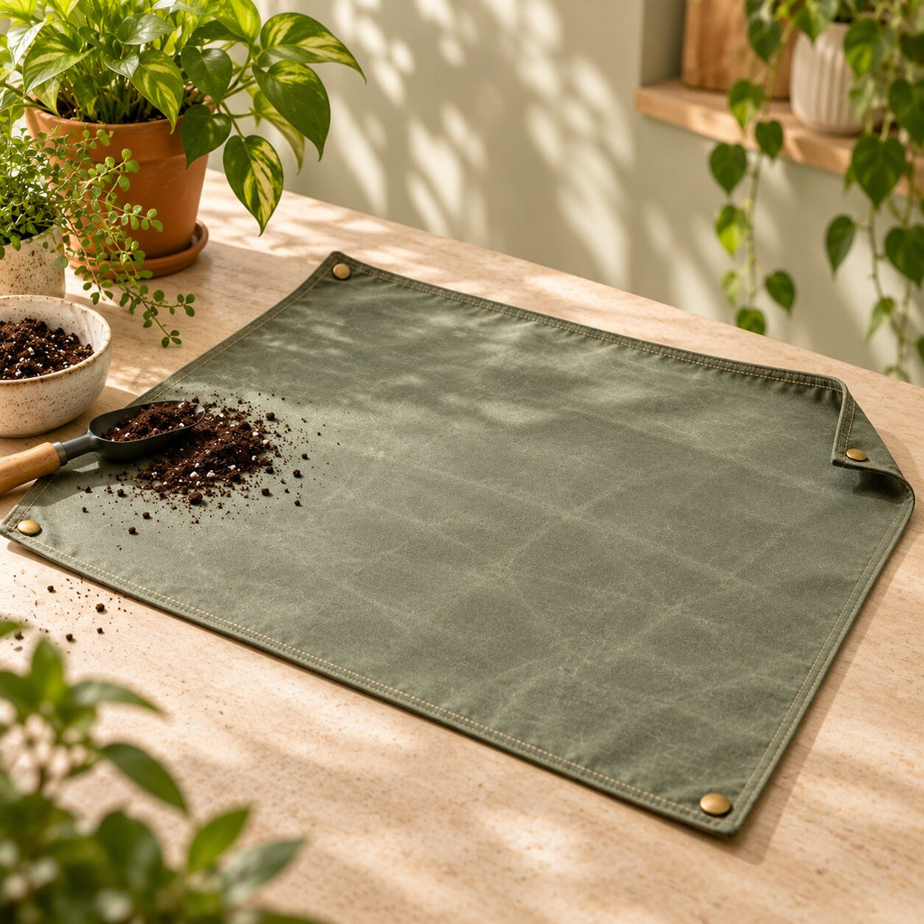 Fold-Flat Potting Mat with Brass Snaps — Alternate product view