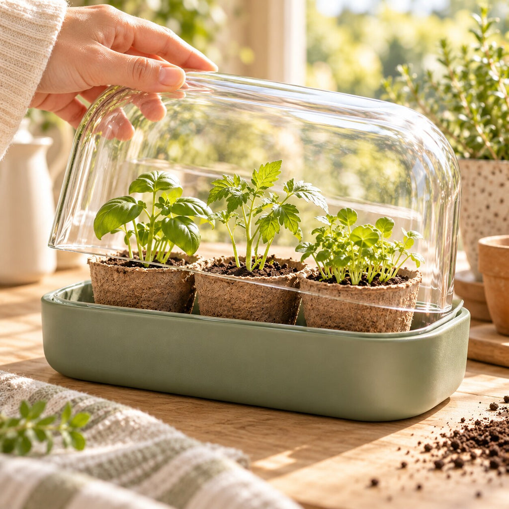 Glass-Dome Seed Starter — In-use detail