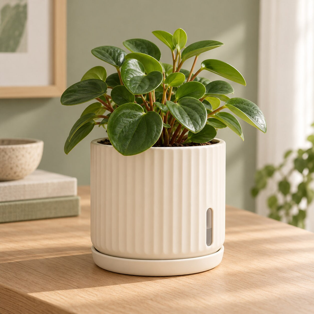 Ribbed Self-Watering Planter — Lifestyle scene