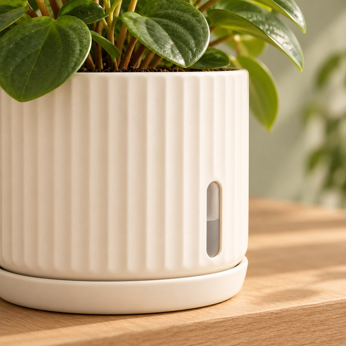 Ribbed Self-Watering Planter — In-use detail
