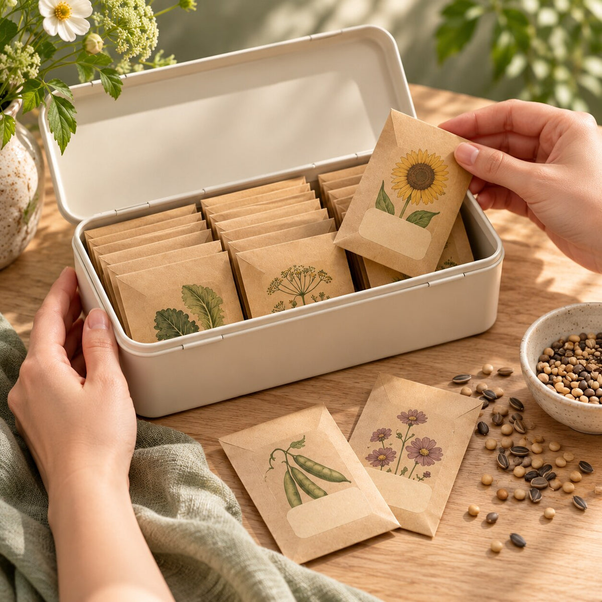 Seed Keeper Organizer Tin — In-use detail